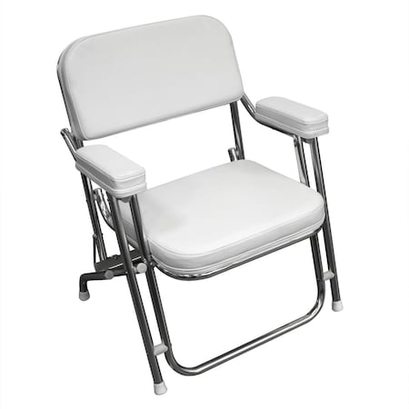Kd Boaters Value Promotional Folding Deck Chair, White KD2688011